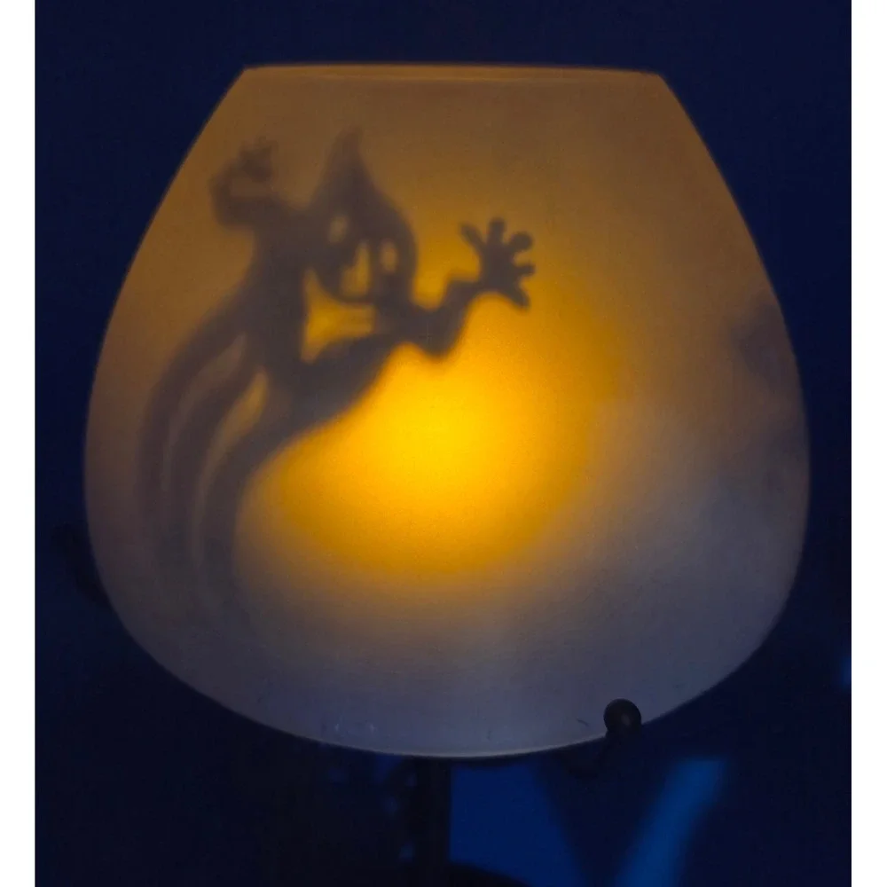 PartyLite Vintage Shadow Dancer Ghost Tealight Lamp Frosted Glass Shade Retrired